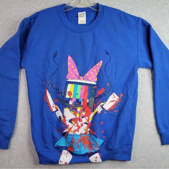 Small blue Limited Edition Omari- Omocat TV Girl Crew neck